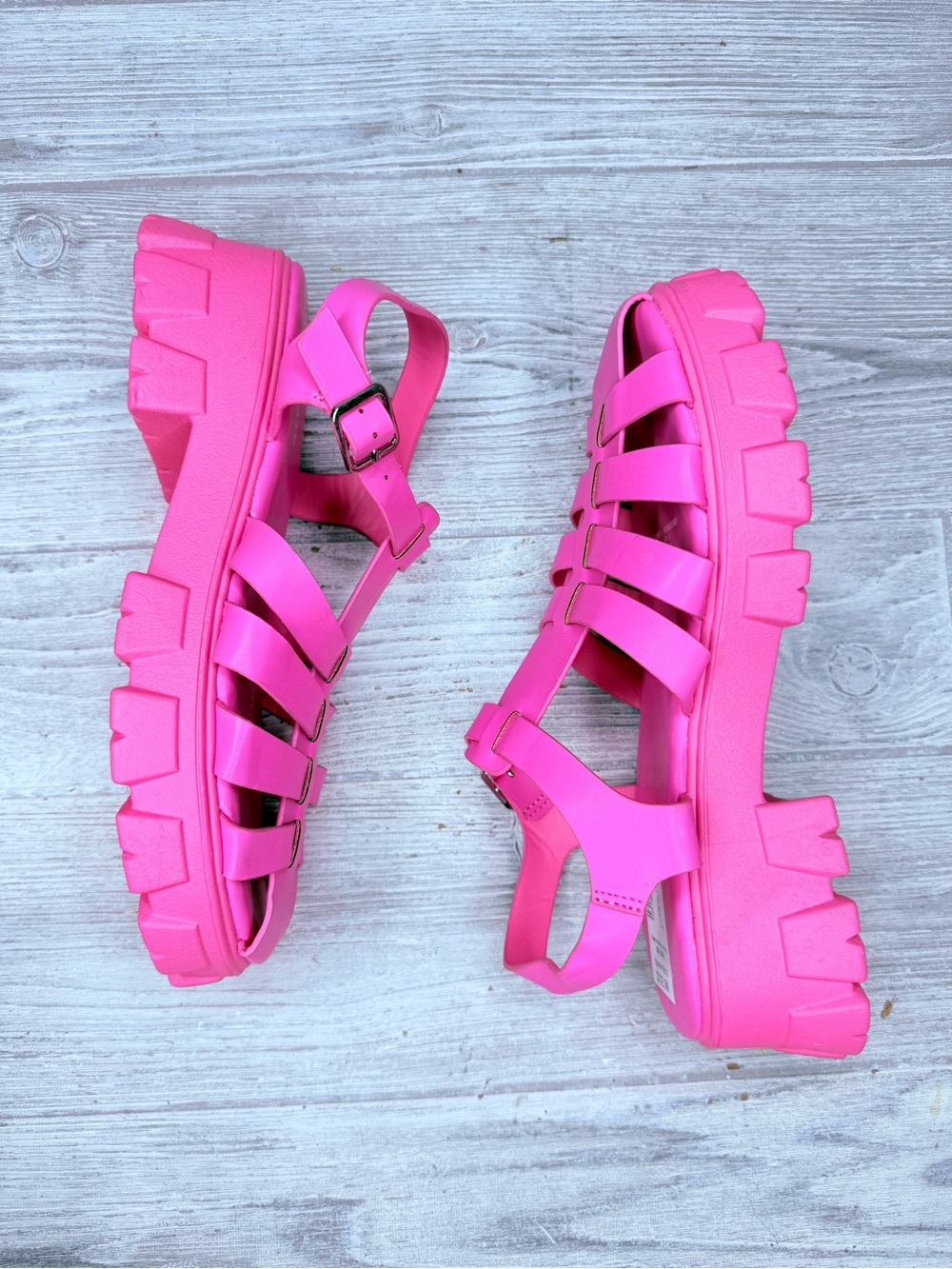 Nwt Portland Boot Company Pink Fisherman Platform Sandals shoes size 9